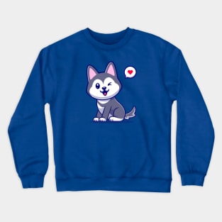 Cute Husky Dog Cartoon Vector Icon Illustration Crewneck Sweatshirt